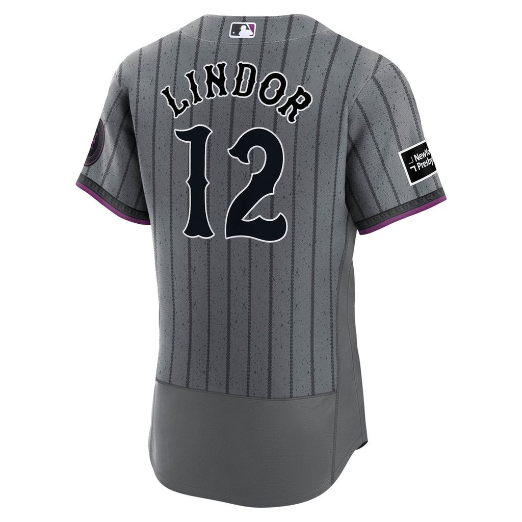 Francisco Lindor New York Mets Authentic Sponsor Patch Jersey - Gray