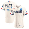 Mookie Betts Los Angeles Dodgers Authentic Sponsor Patch Jersey - Cream