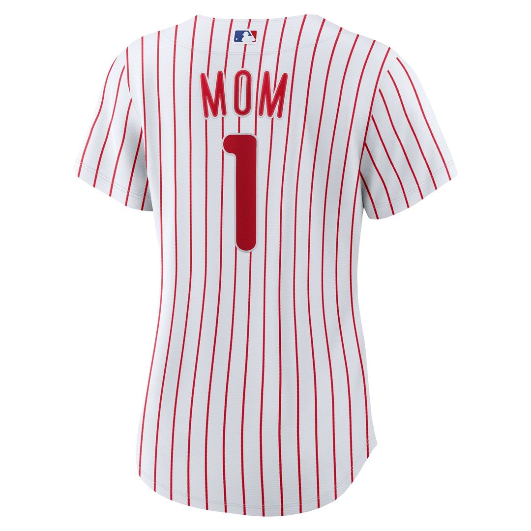 Philadelphia Phillies Women's #1 Mom Home Jersey - White