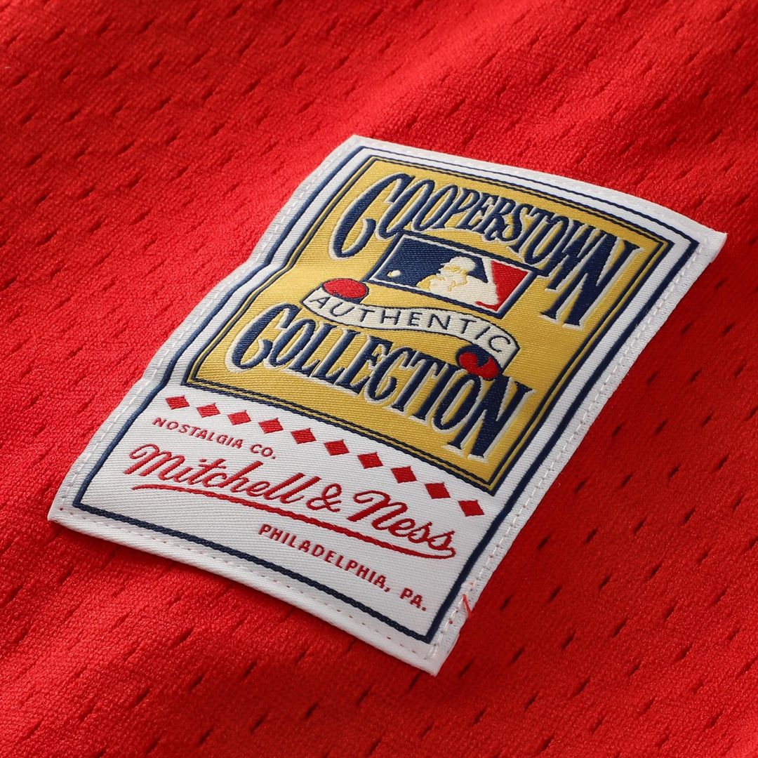 Jimmy Rollins Philadelphia Phillies Cooperstown Mesh Batting Practice Button-Up Jersey - Red