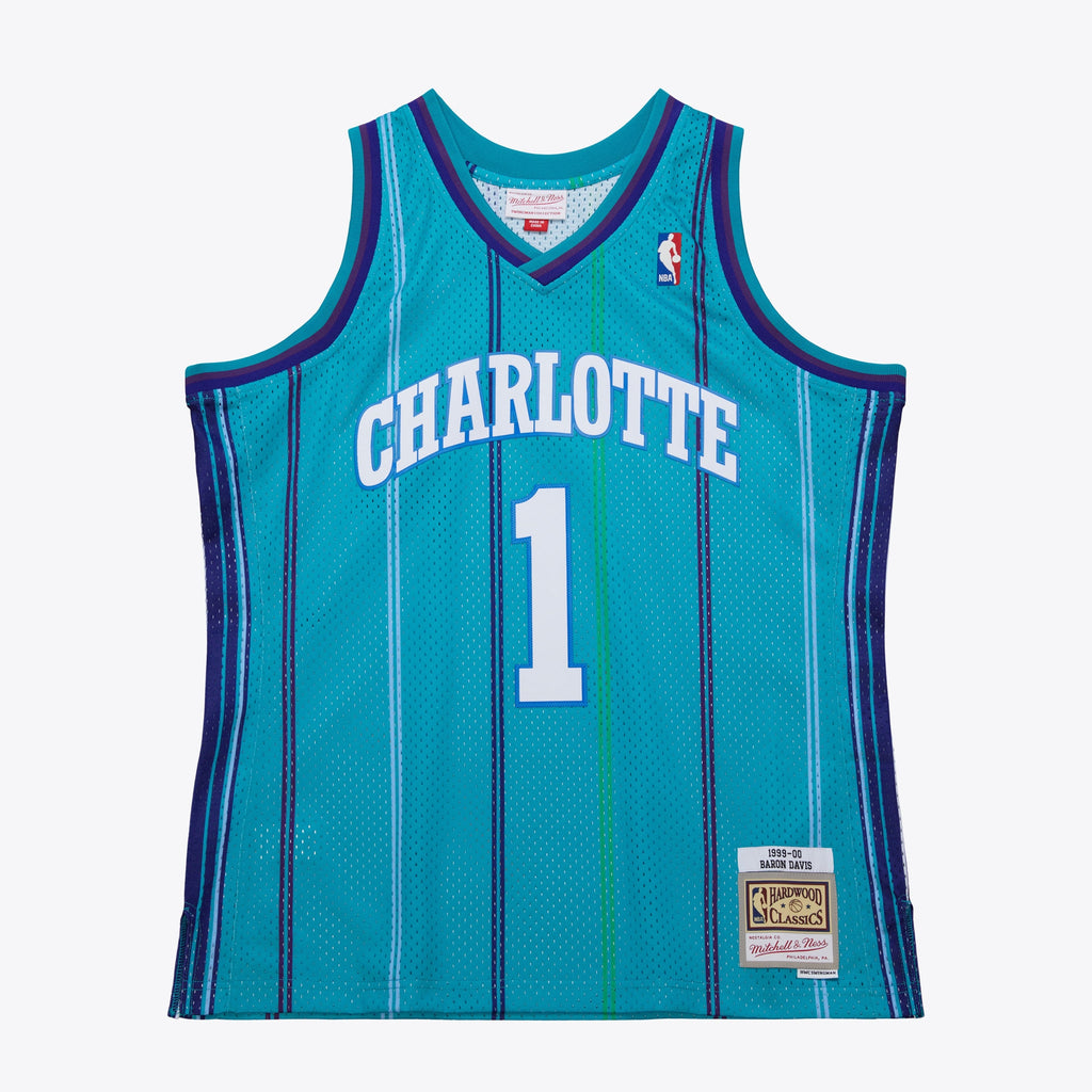 Charlotte Hornets Baron Davis 1999 Jersey Road Jersey - Teal