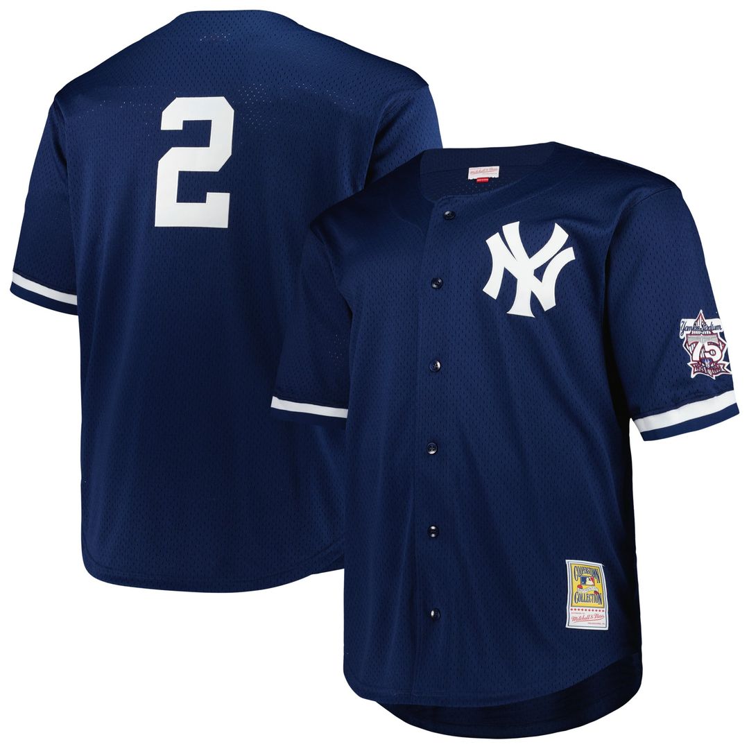 Derek Jeter New York Yankees Big & Tall Cooperstown Mesh Jersey - Navy