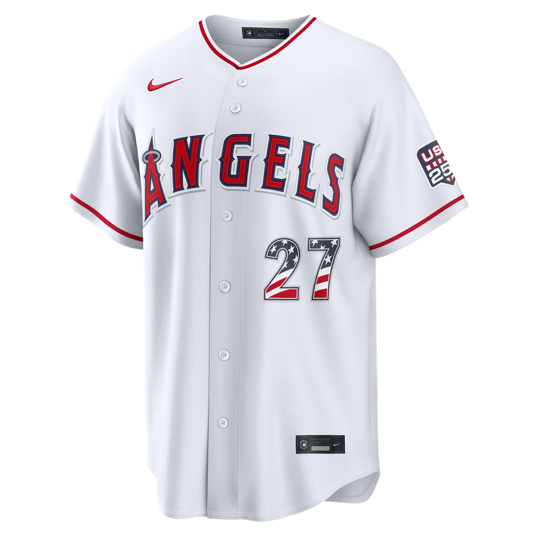 Fourth of July Los Angeles Angels Mike Trout White USA 250 Jersey