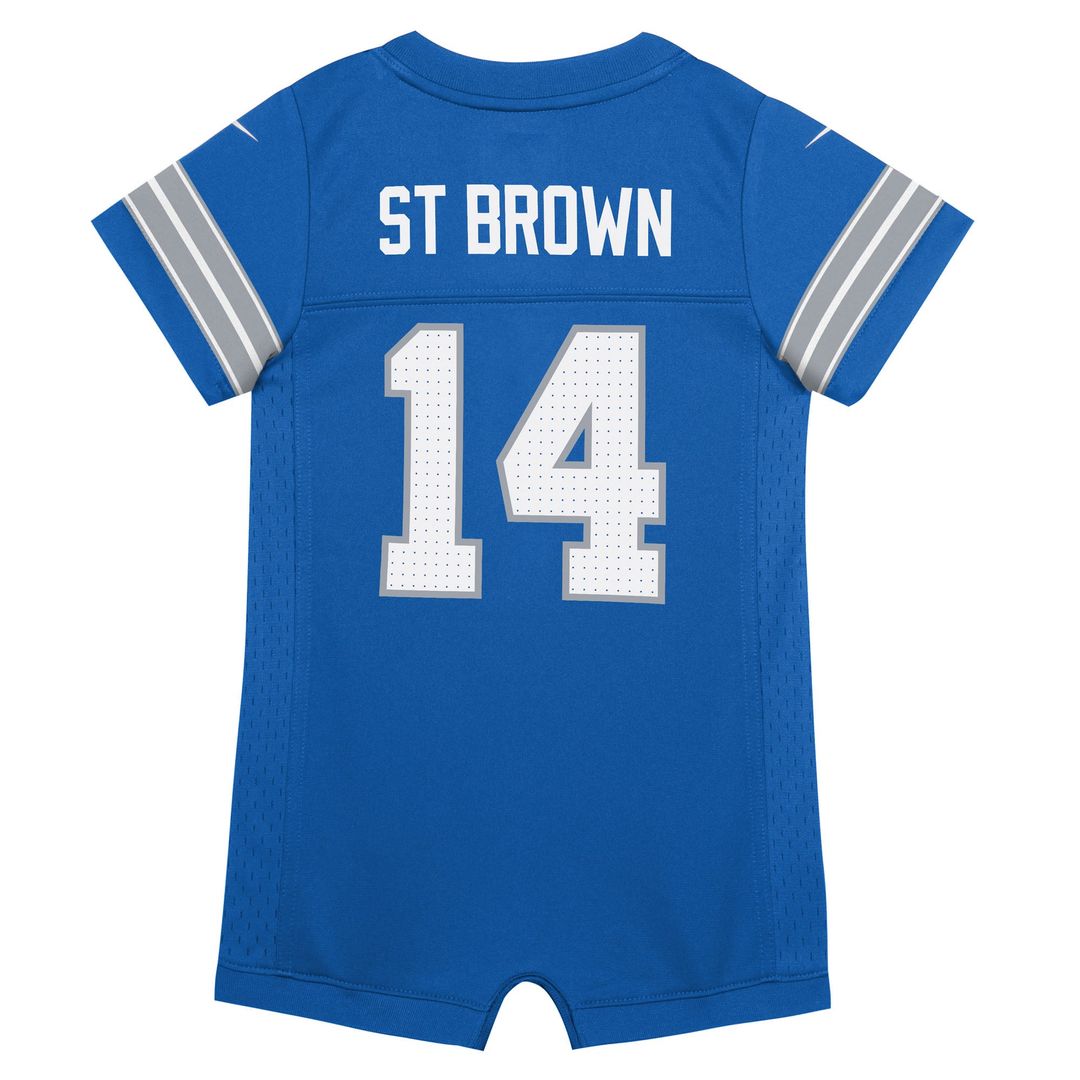 Amon-Ra St. Brown Detroit Lions Newborn Romper Jersey - Blue