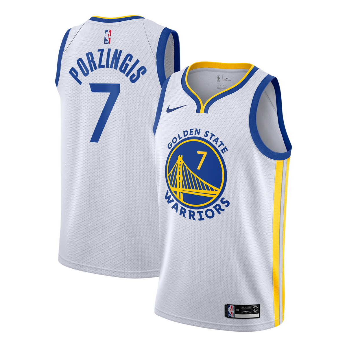 Golden State Warriors Jersey - White - Kristaps Porziņģis - Youth