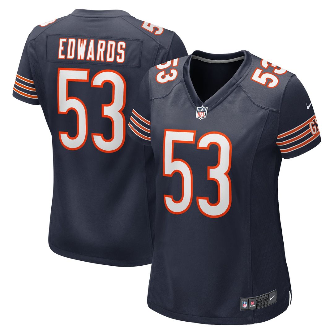 TJ Edwards Chicago Bears Women's Jersey - Navy