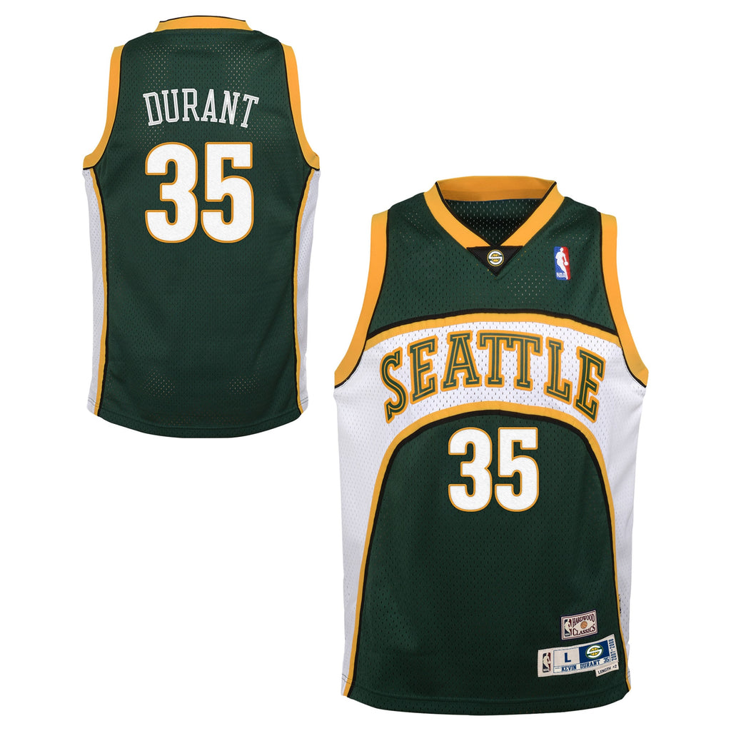 Seattle Supersonics Kevin Durant 2007-08 Road Jersey - White/Green - Youth