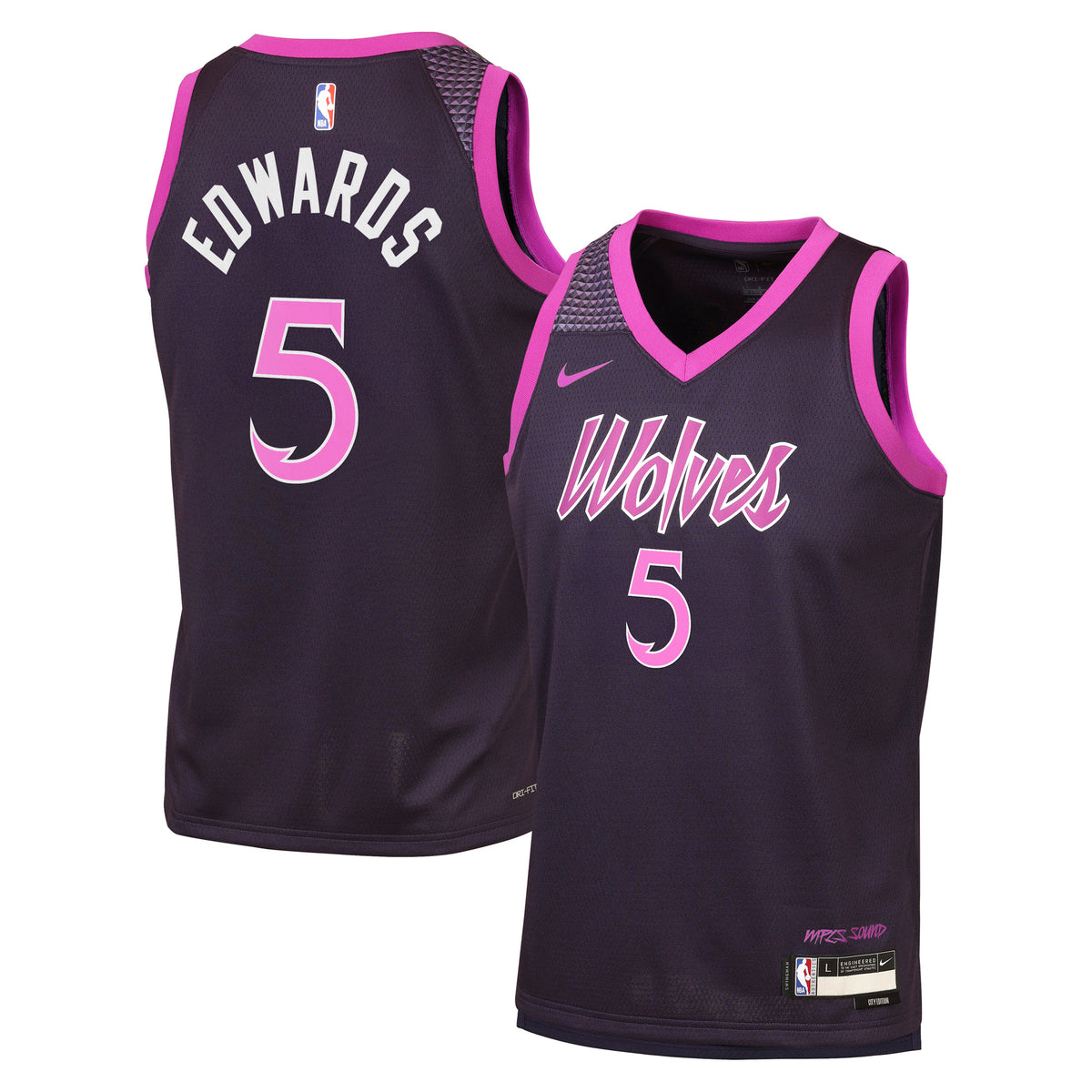 Minnesota Timberwolves 2025/26 Jersey - Black - Anthony Edwards - Youth