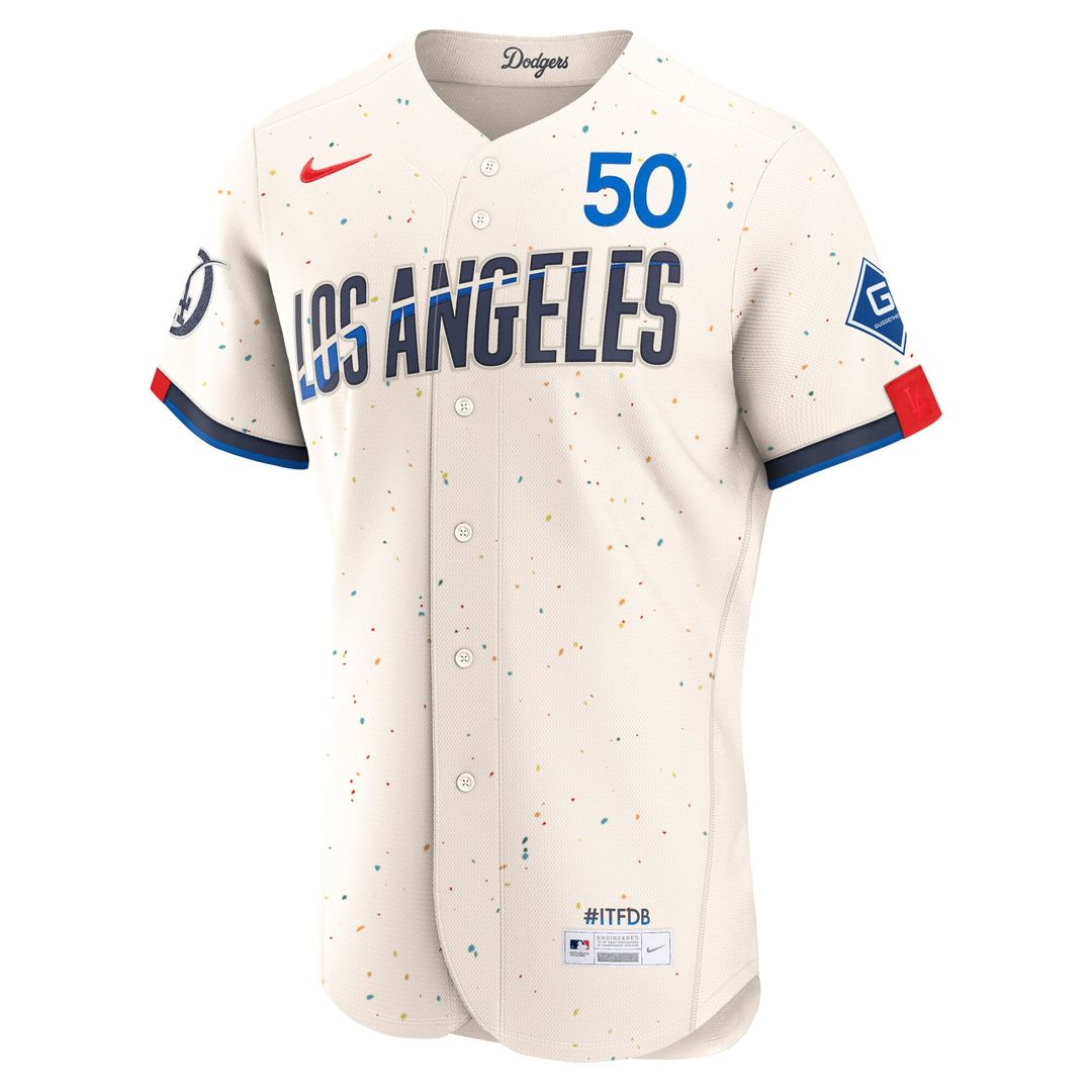 Mookie Betts Los Angeles Dodgers Authentic Sponsor Patch Jersey - Cream