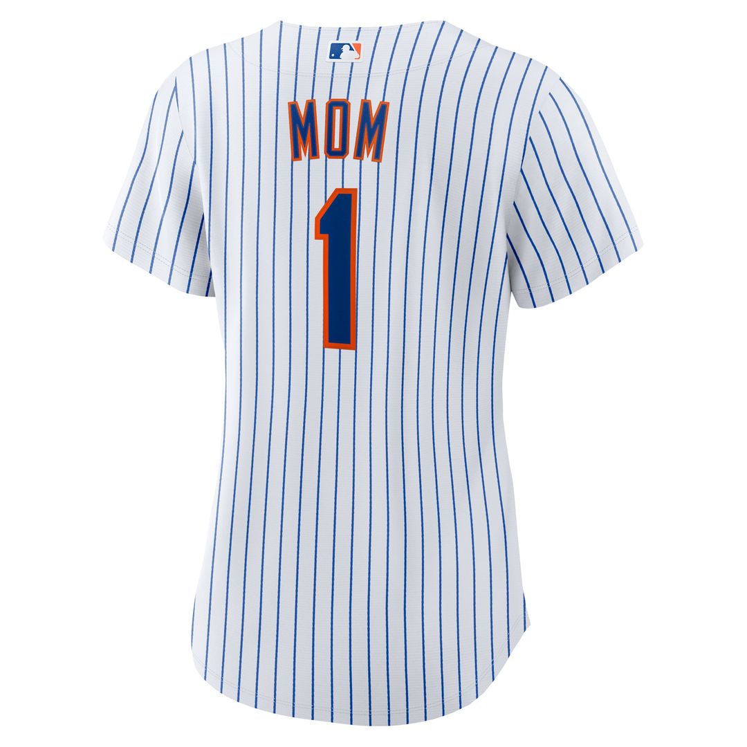 New York Mets Women's #1 Mom Home Jersey - White