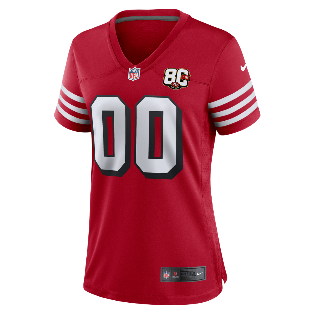 San Francisco 49ers Women's 80th Anniversary Alternate Custom Jersey - Scarlet