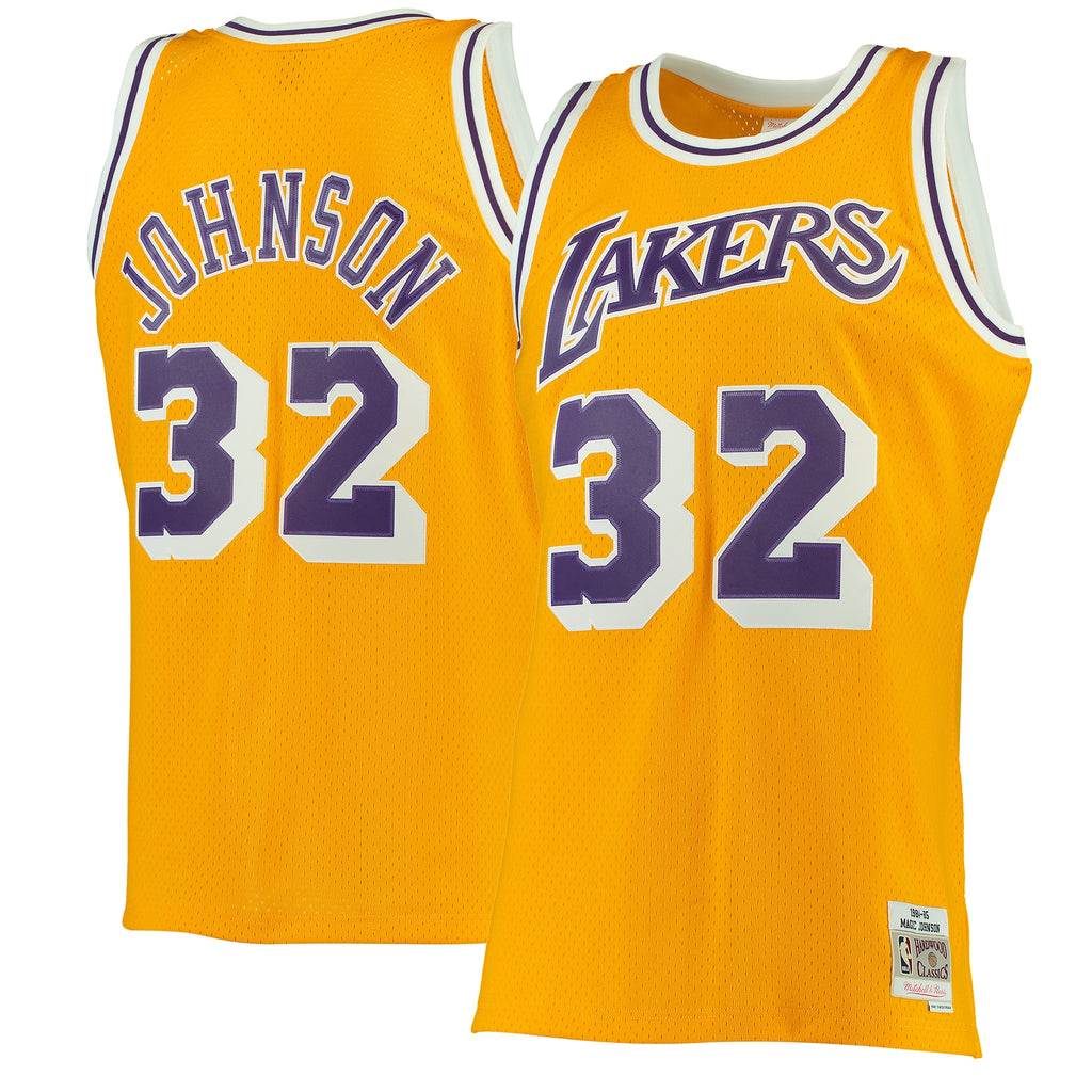 Men's Magic Johnson Gold Los Angeles Lakers 1984-85 Jersey
