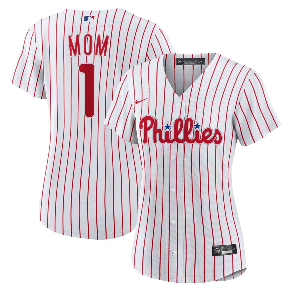 Philadelphia Phillies Women's #1 Mom Home Jersey - White