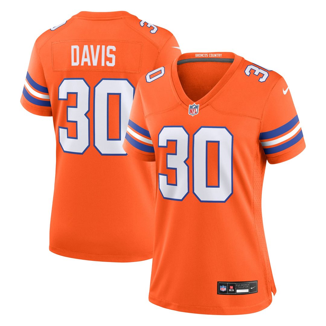 Terrell Davis Denver Broncos Women's Mile High Collection 1977 Throwback Retired Player Jersey - Orange