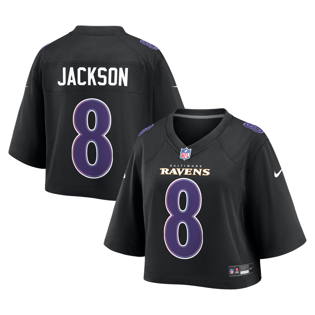 Lamar Jackson Baltimore Ravens Women's Cropped Fashion Jersey - Black