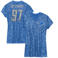 Aidan Hutchinson Detroit Lions Girls Youth Sequin Player Name & Number V-Neck Dress - Blue
