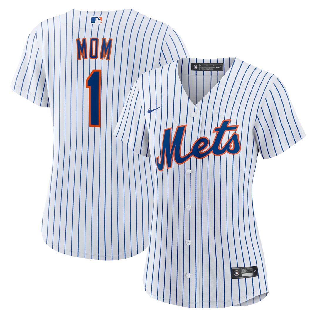 New York Mets Women's #1 Mom Home Jersey - White