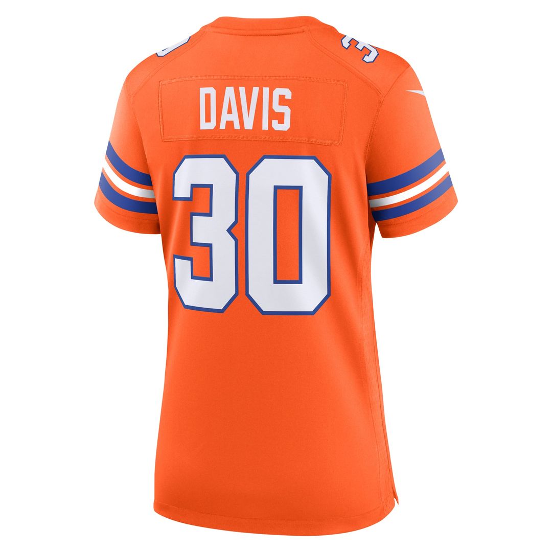 Terrell Davis Denver Broncos Women's Mile High Collection 1977 Throwback Retired Player Jersey - Orange