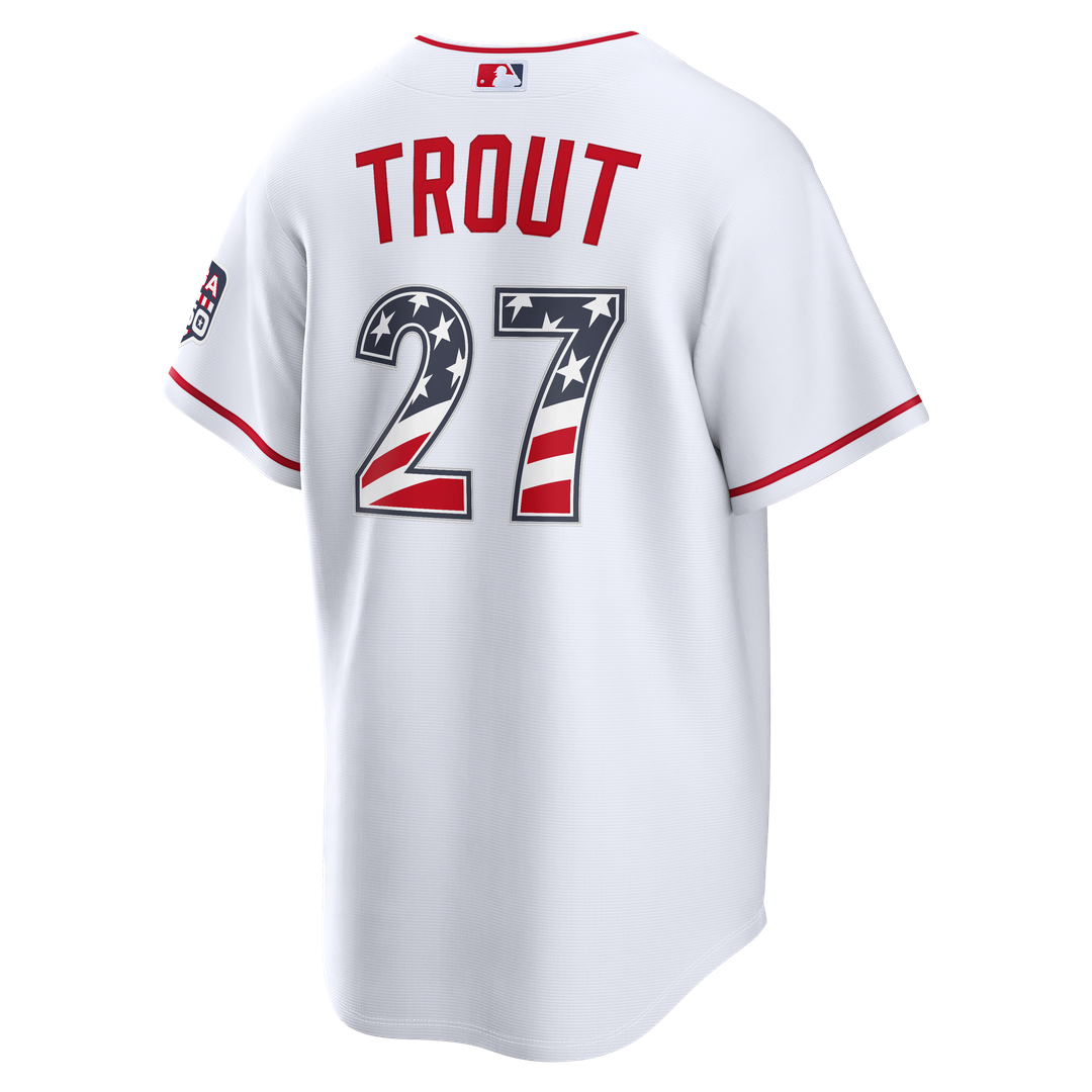 Fourth of July Los Angeles Angels Mike Trout White USA 250 Jersey