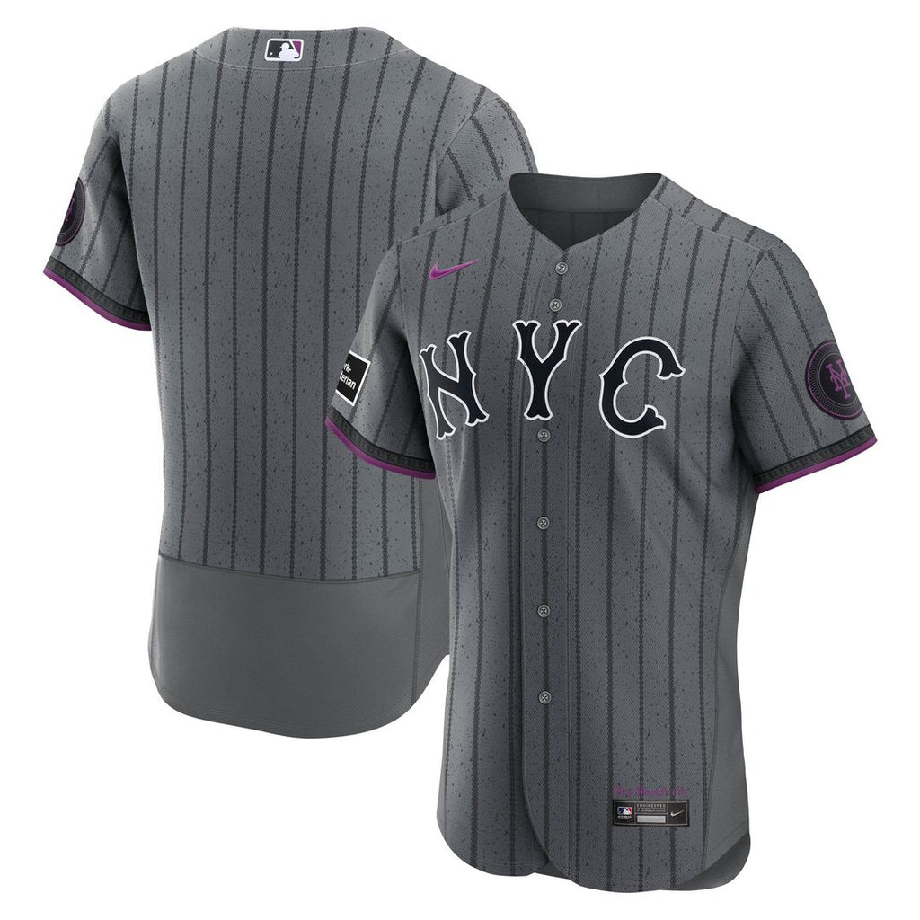 New York Mets Authentic Sponsor Patch Jersey - Gray