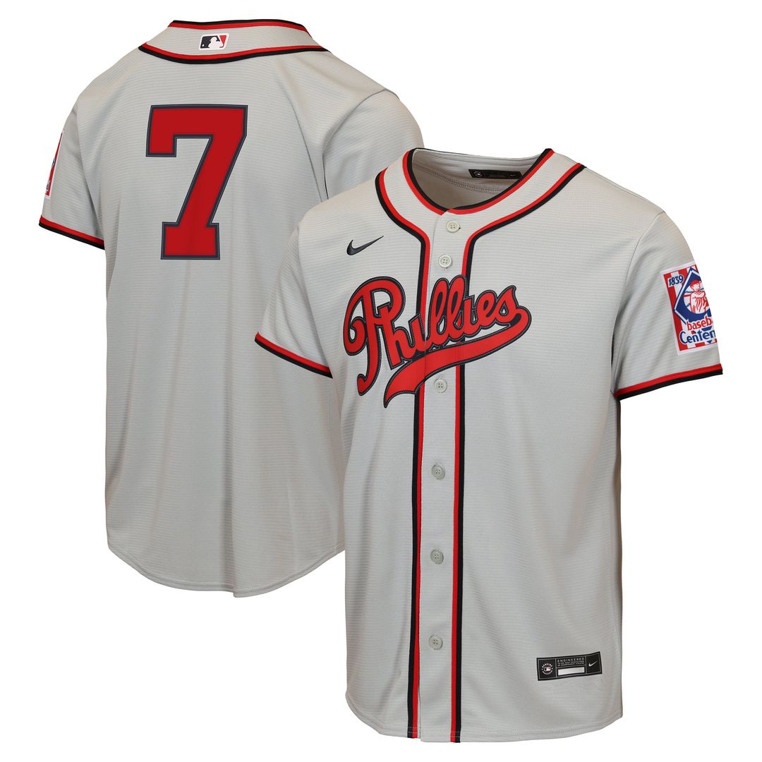 Trea Turner Philadelphia Phillies Youth 2026 Field of Dreams Jersey - Gray