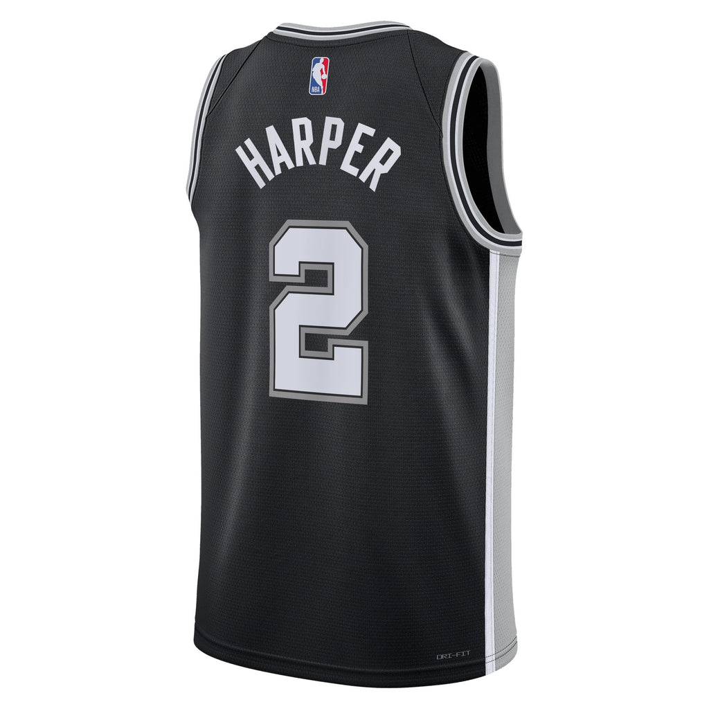 San Antonio Spurs Jersey 2025 First Round Draft Pick - Black - Dylan Harper - Youth