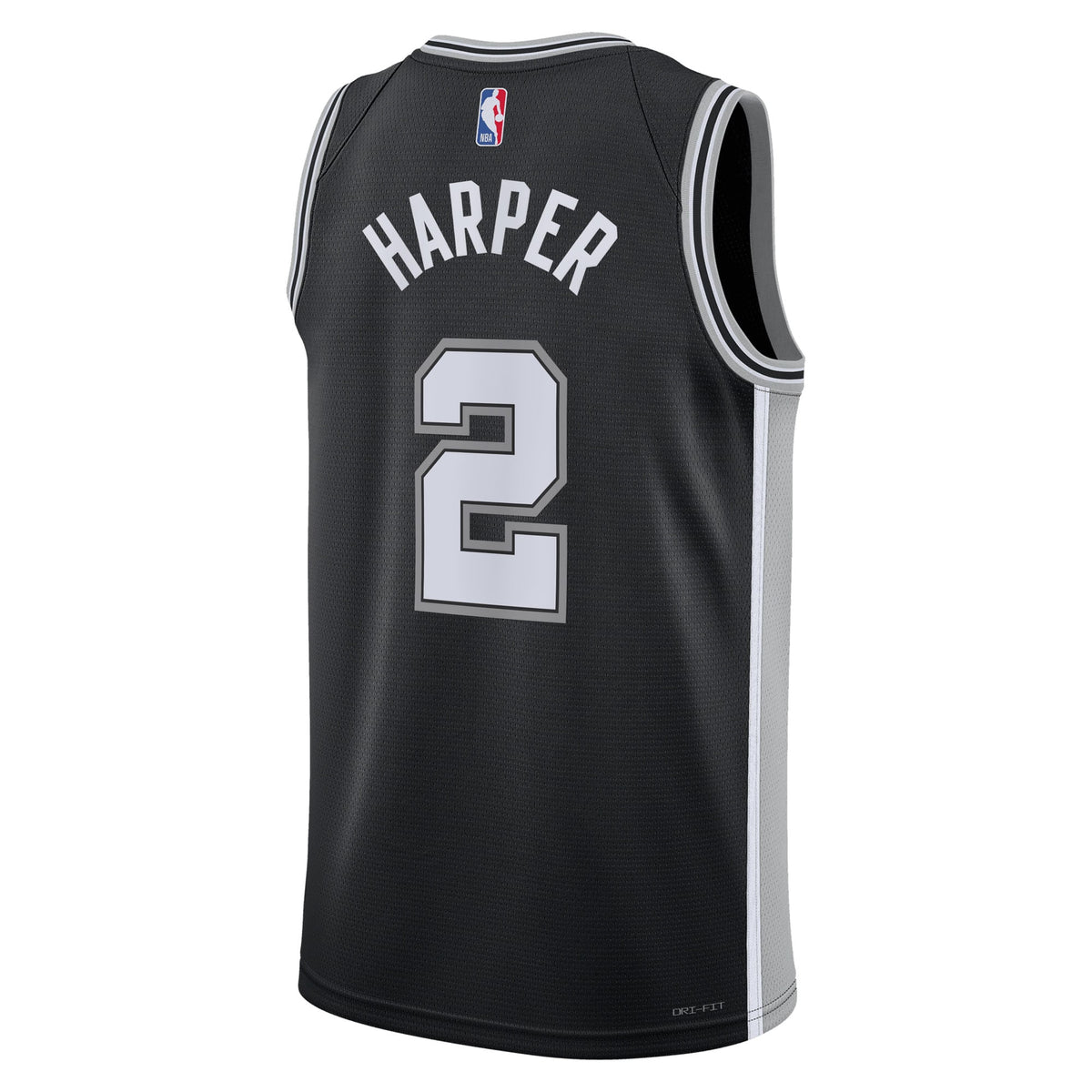 San Antonio Spurs Jersey 2025 First Round Draft Pick - Black - Dylan Harper - Youth