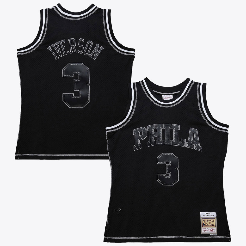 Allen Iverson Philadelphia 76ers 1996 Contrast 2K Swingman Jersey - Black