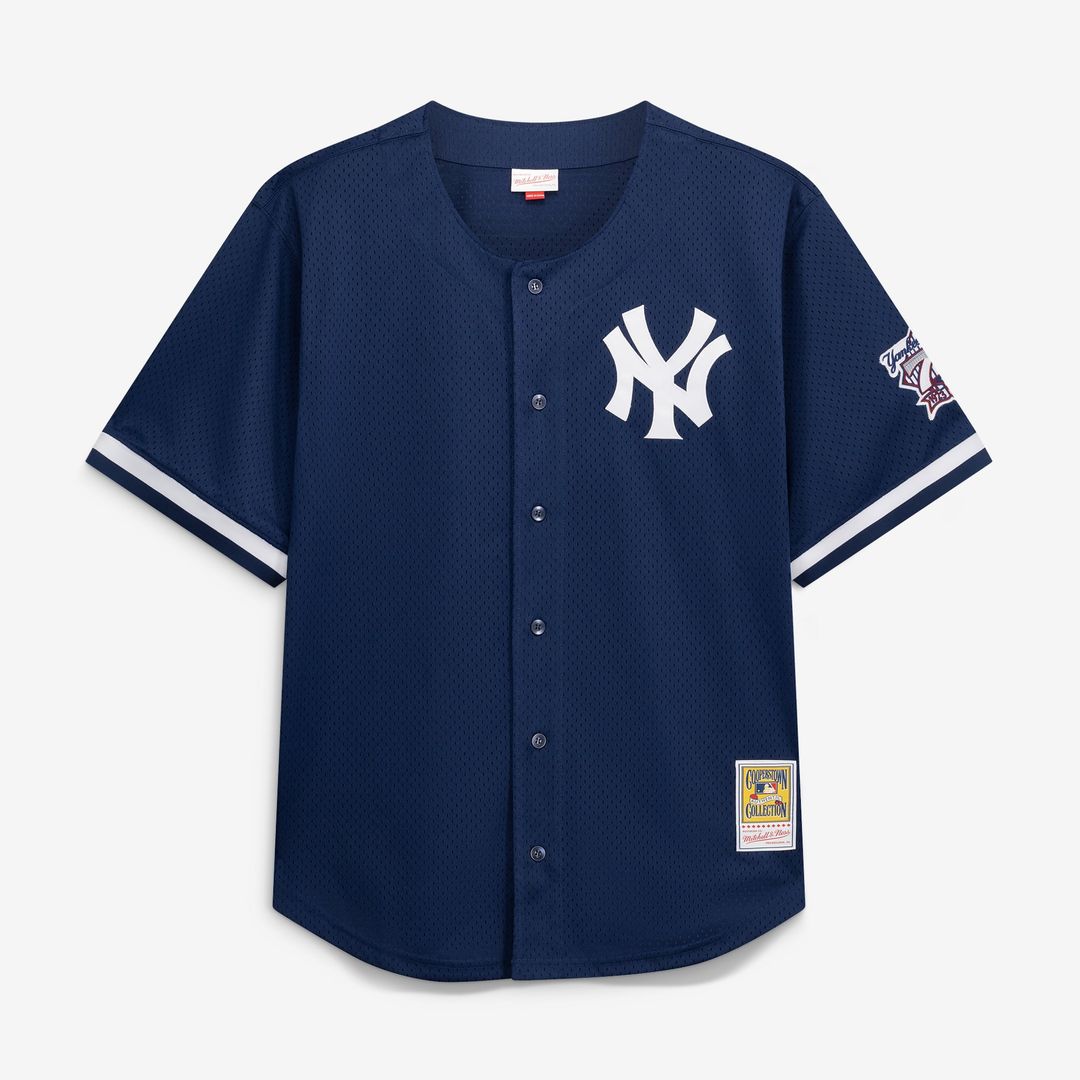 Derek Jeter New York Yankees Mesh Batting Practice Button-Up Jersey - Navy