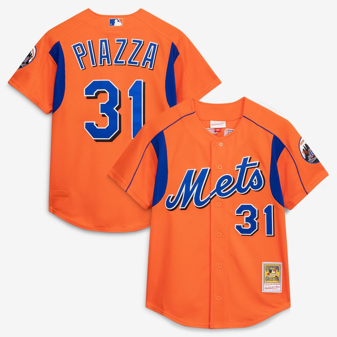 Mike Piazza New York Mets Mesh Batting Practice Button-Up Jersey - Royal