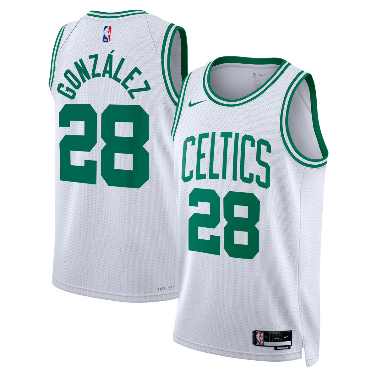 Boston Celtics Jersey - White - Hugo González - Unisex