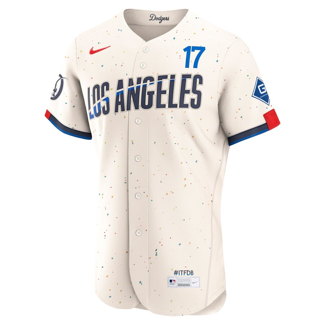 Shohei Ohtani Los Angeles Dodgers Authentic Sponsor Patch Jersey - Cream