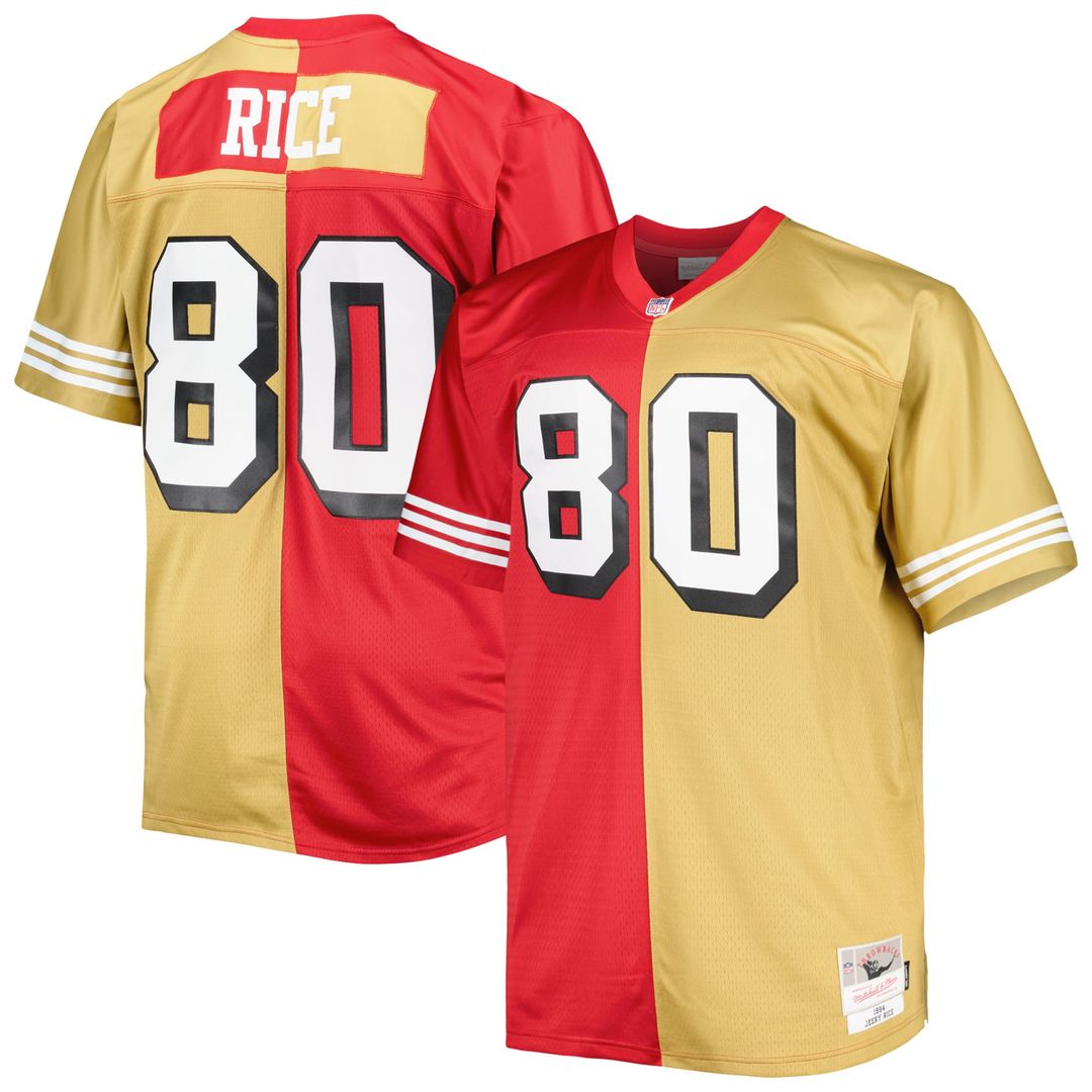 Jerry Rice San Francisco 49ers Big & Tall Split Legacy Retired Player Jersey - Scarlet/Gold