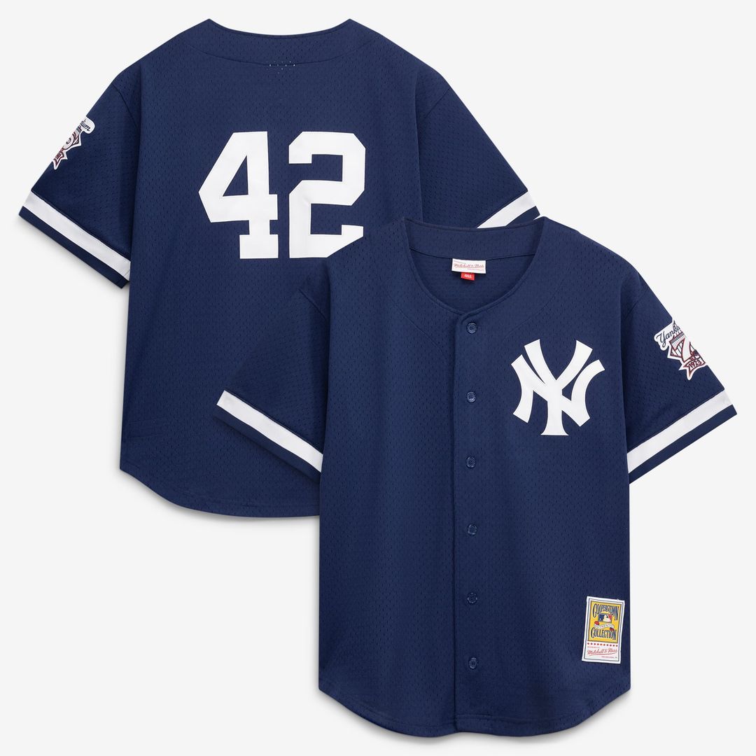 Mariano Rivera New York Yankees Mesh Batting Practice Button-Up Jersey - Navy