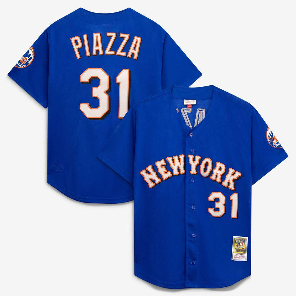 Mike Piazza New York Mets Mesh Batting Practice Button-Up Jersey - Royal