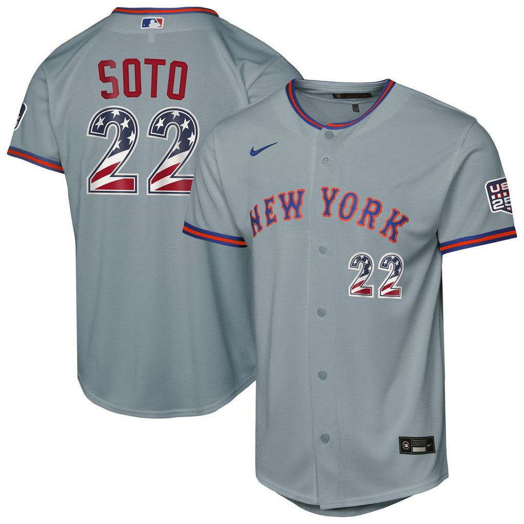 Juan Soto New York Mets Youth USA 250 Fourth of July Road Jersey - Gray