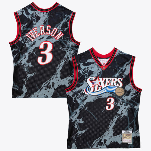 Allen Iverson Philadelphia 76ers 2000 Team Marble Swingman Jersey - Black