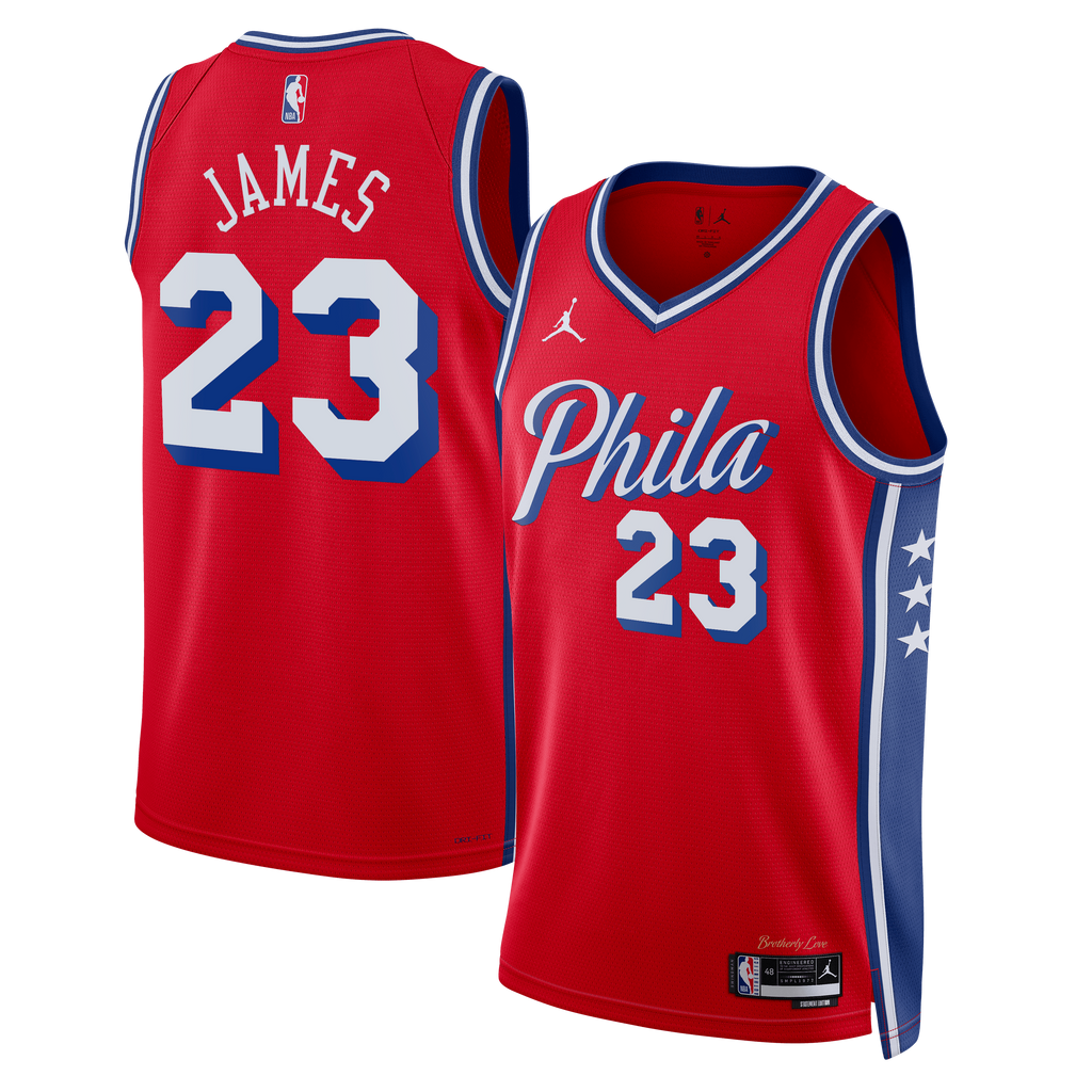 LeBron James Philadelphia 76ers Statement Edition Swingman Jersey - Red - Unisex