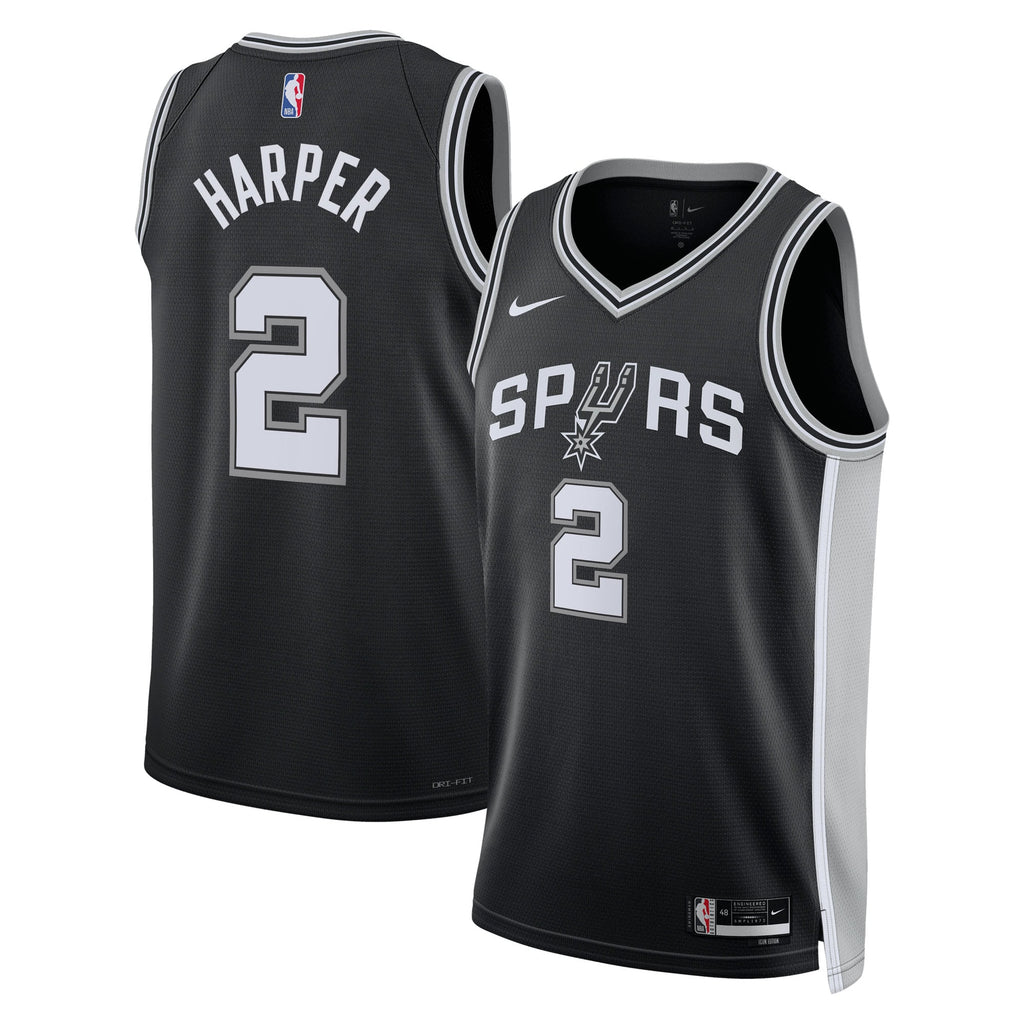 San Antonio Spurs Jersey 2025 First Round Draft Pick - Black - Dylan Harper - Youth