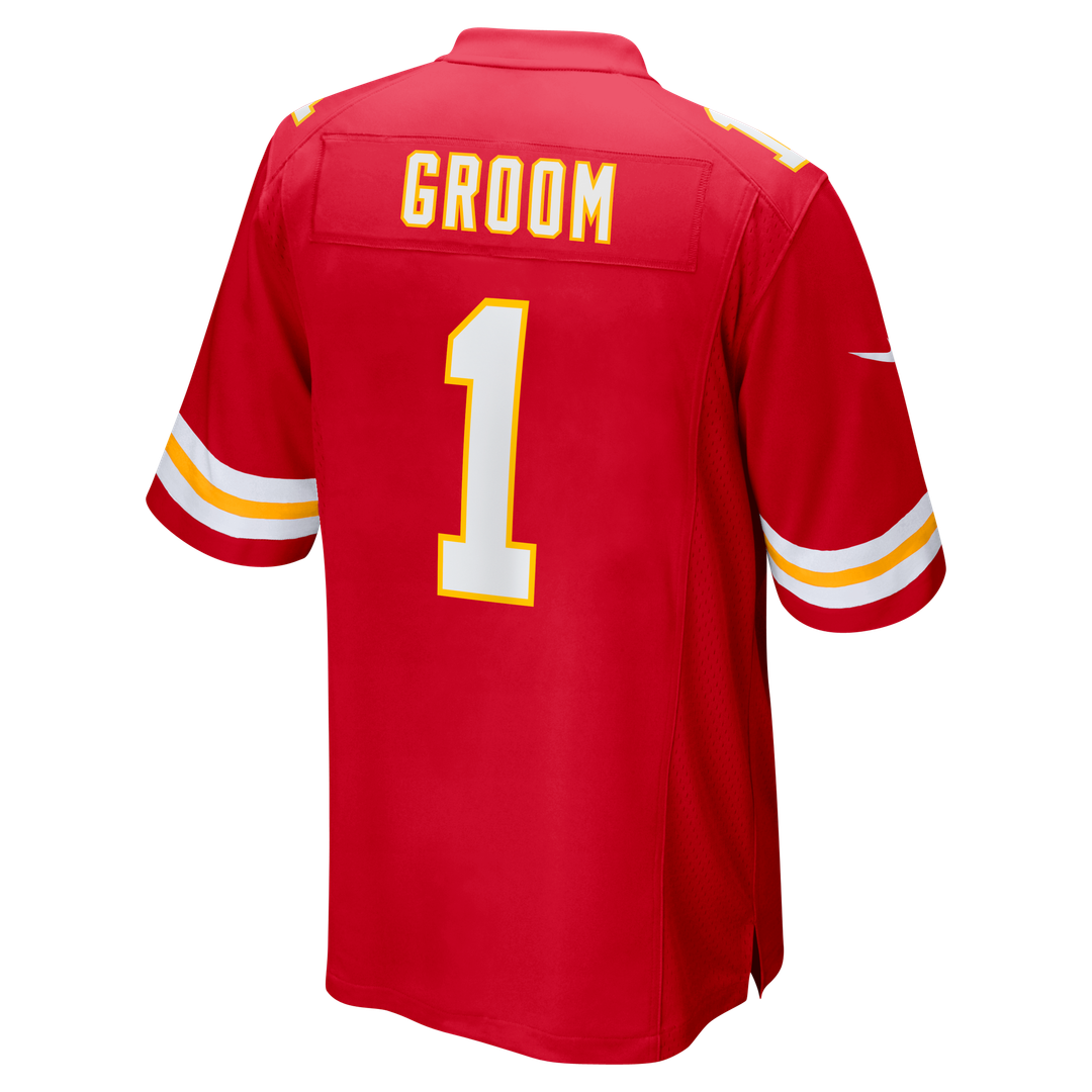 Number 1 Groom Kansas City Chiefs Jersey - Red