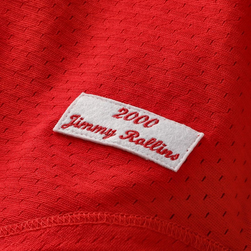 Jimmy Rollins Philadelphia Phillies Cooperstown Mesh Batting Practice Button-Up Jersey - Red