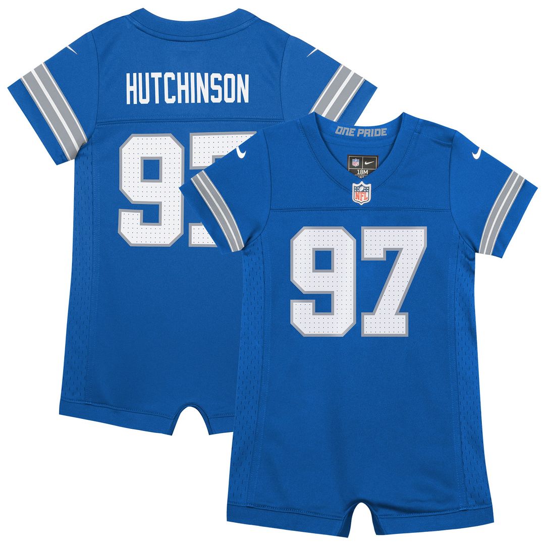 Aidan Hutchinson Detroit Lions Newborn Romper Jersey - Blue