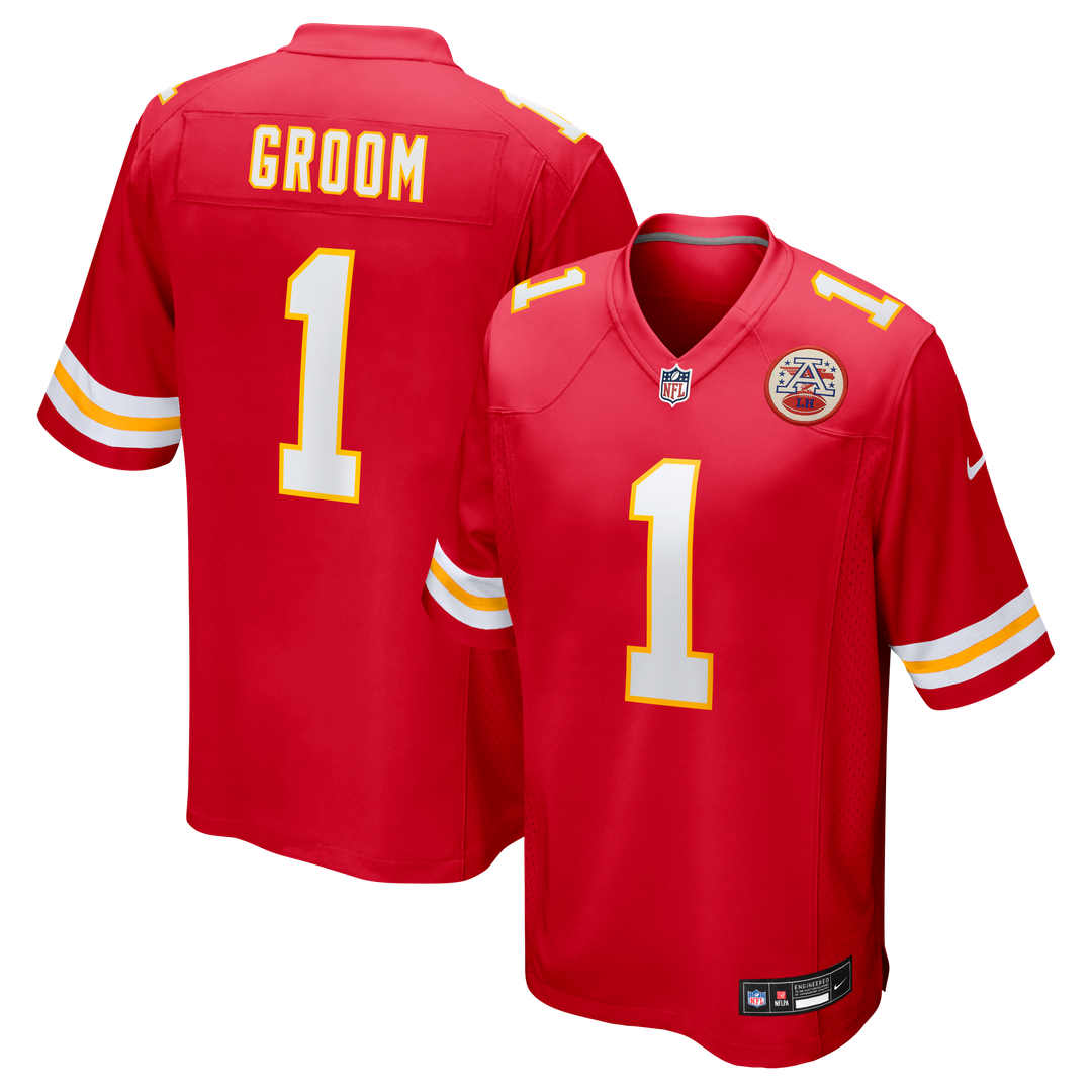 Number 1 Groom Kansas City Chiefs Jersey - Red