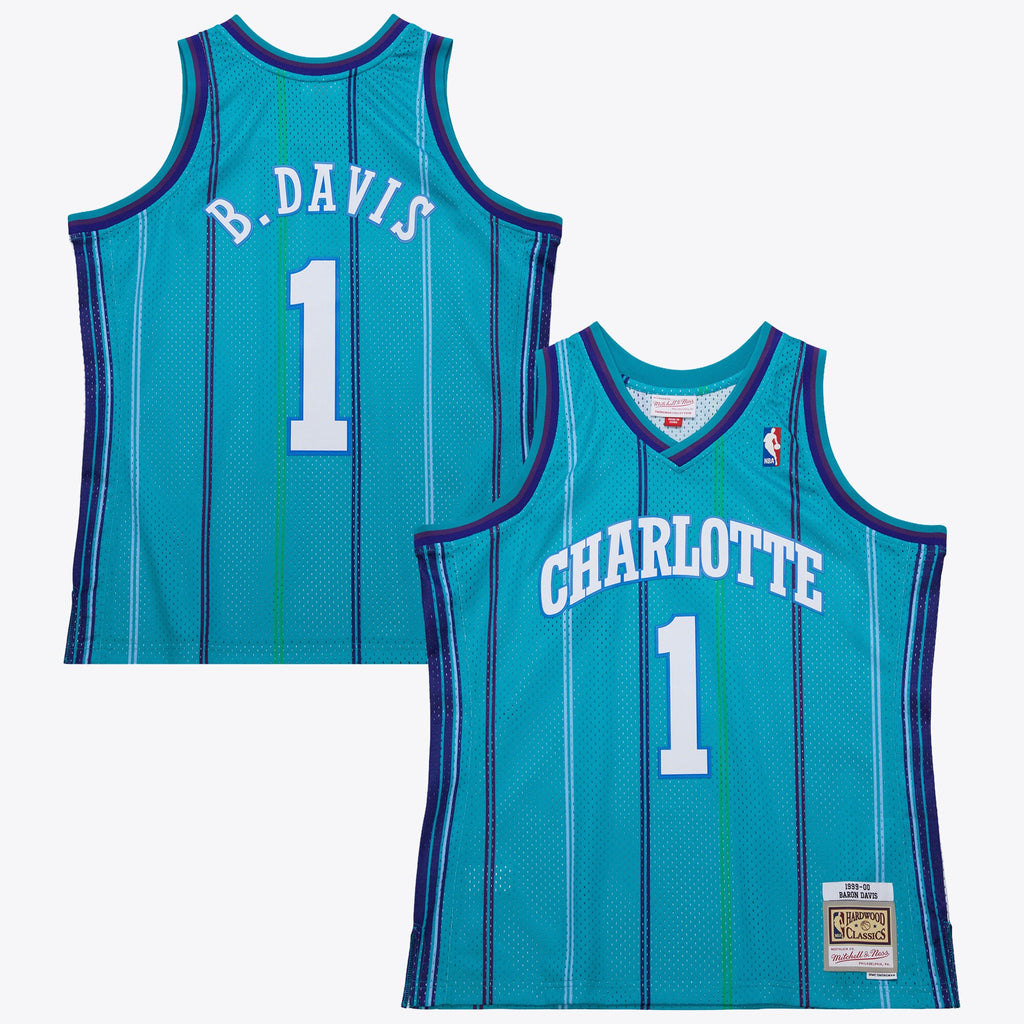 Charlotte Hornets Baron Davis 1999 Jersey Road Jersey - Teal