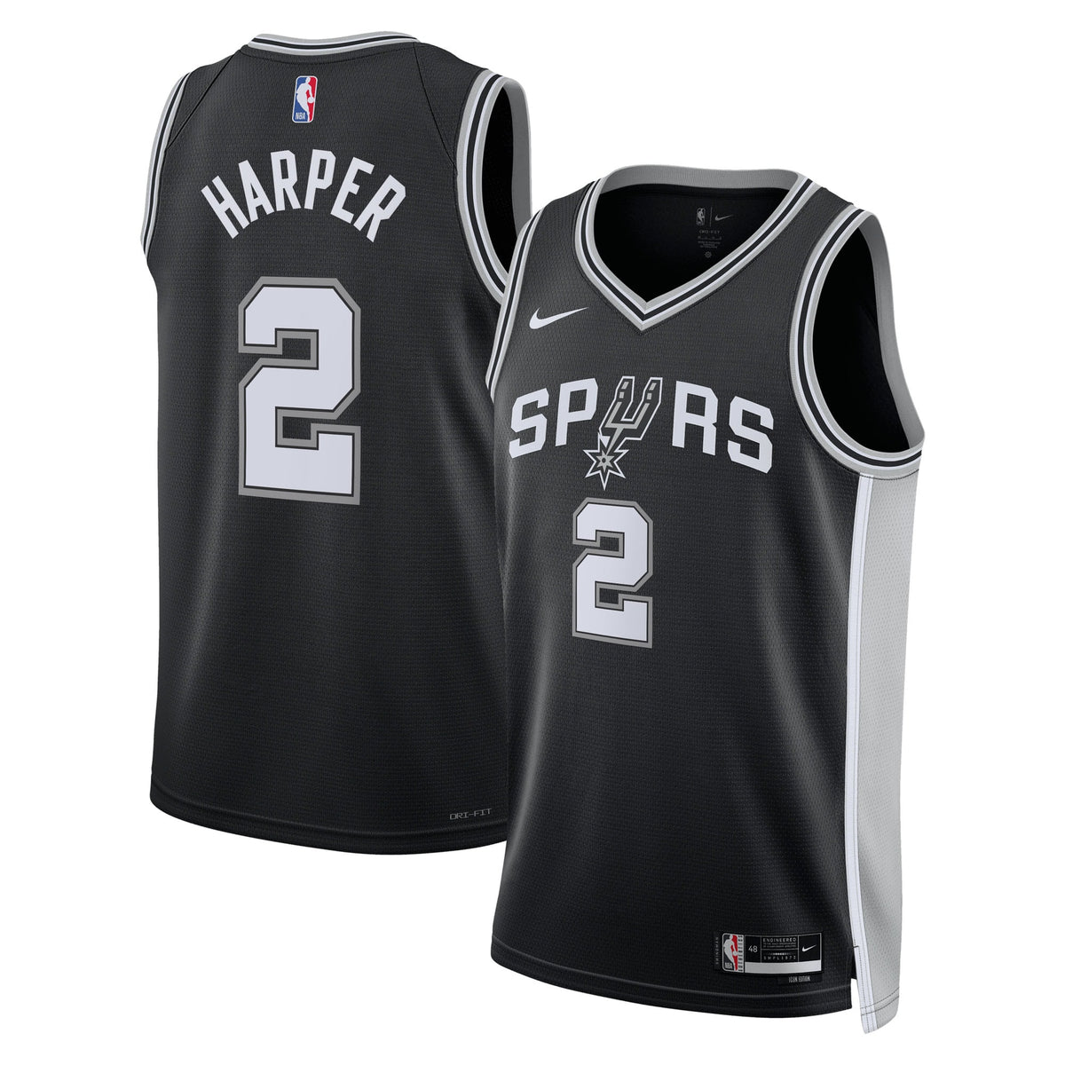 San Antonio Spurs Jersey 2025 First Round Draft Pick - Black - Dylan Harper - Unisex