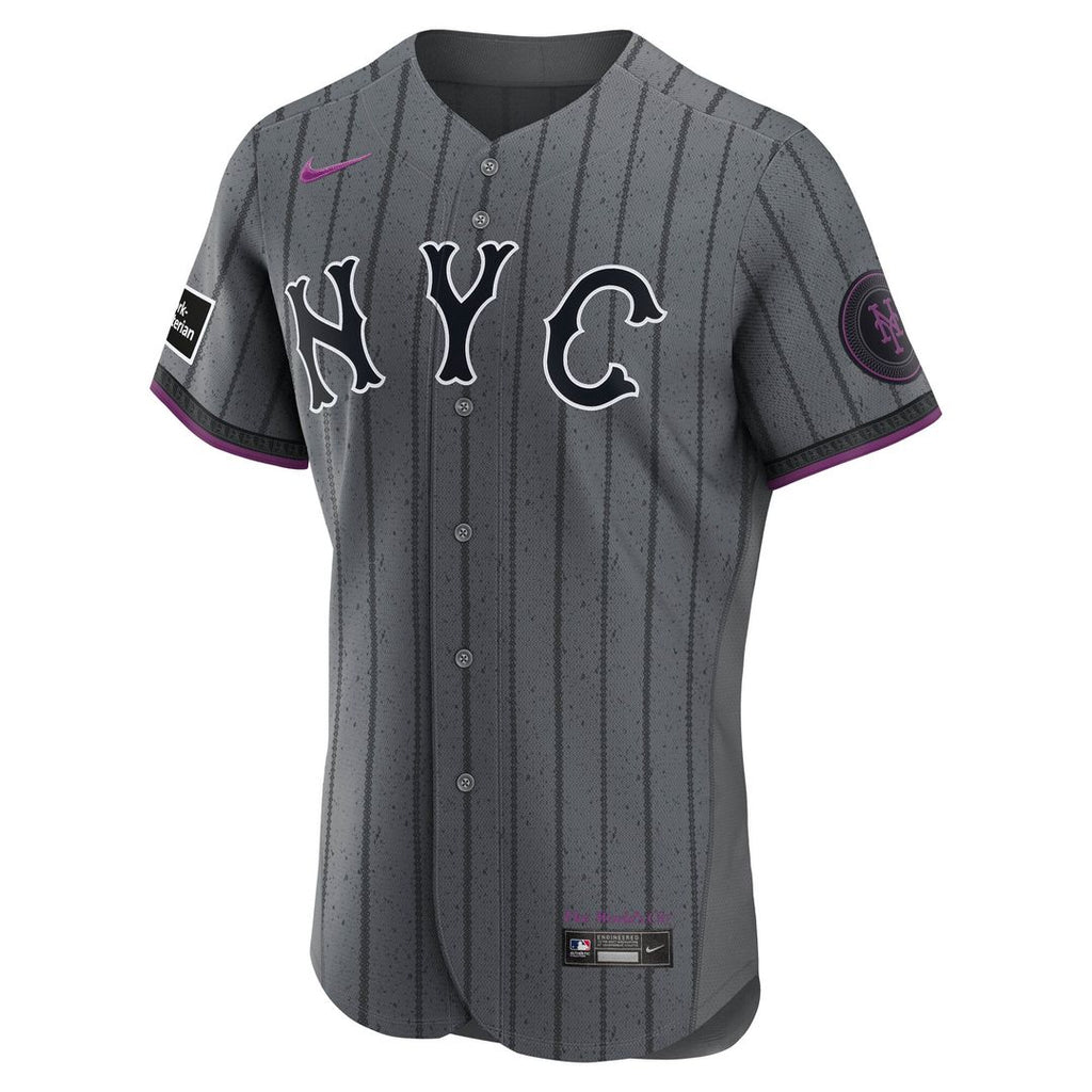 New York Mets Authentic Sponsor Patch Jersey - Gray