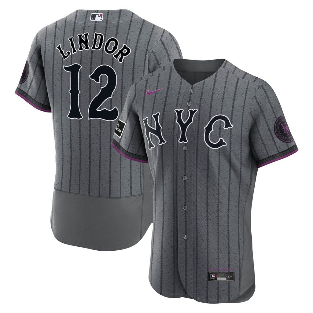 Francisco Lindor New York Mets Authentic Sponsor Patch Jersey - Gray