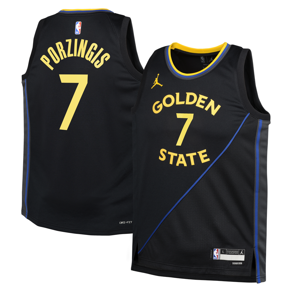 Golden State Warriors Jersey - Black - Kristaps Porziņģis - Youth