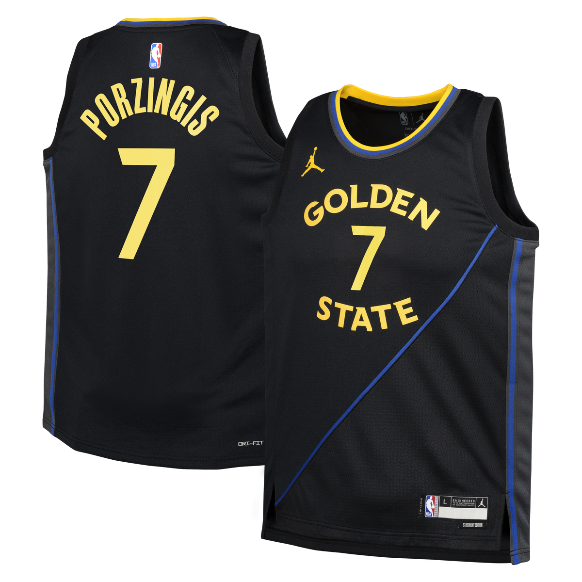 Golden State Warriors Jersey - Black - Kristaps Porziņģis - Youth