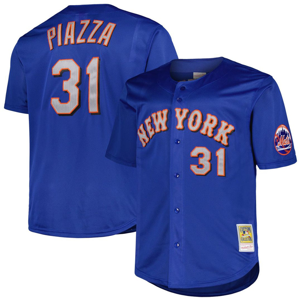 Mike Piazza New York Mets Big & Tall Cooperstown Mesh Jersey - Black